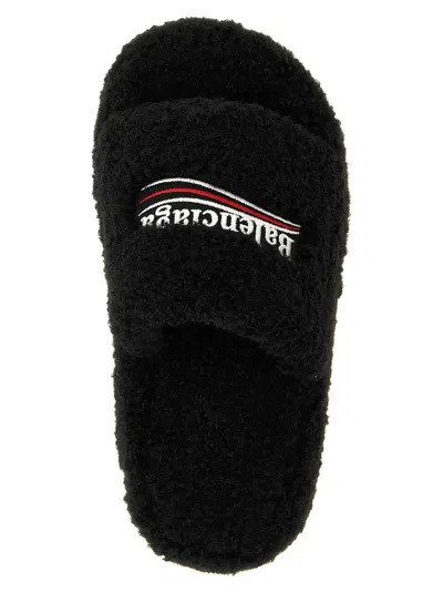 Balenciaga Furrand Platform Sandals For Women In Black