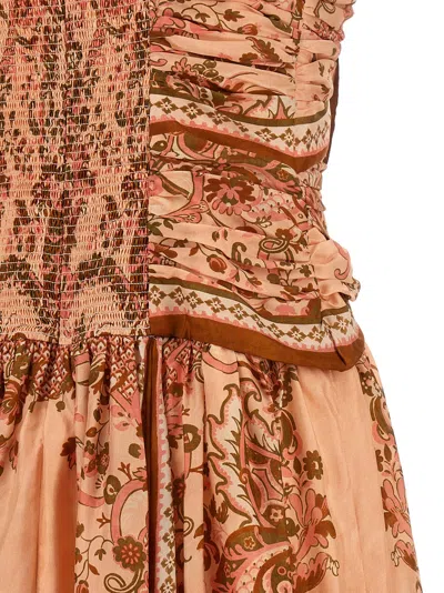 Zimmermann Womens Pink Paisley Floral Aster Scar Silk Midi Dress Xl In Orange
