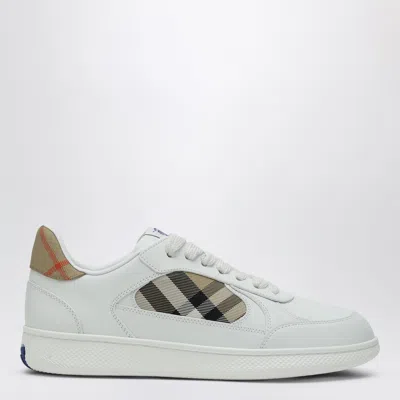 Burberry Low Top Sneakers Padded Collar Rubber Sole In White