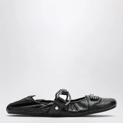 Balenciaga City Black Ballet Flats In Arena Lambskin Leather In Black