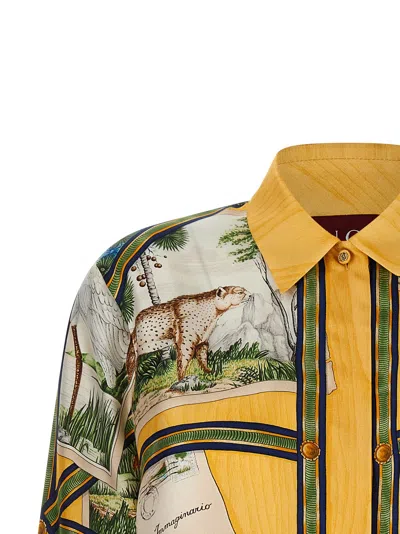 Gucci Bicolor Silk Pattern Shirt In Multi