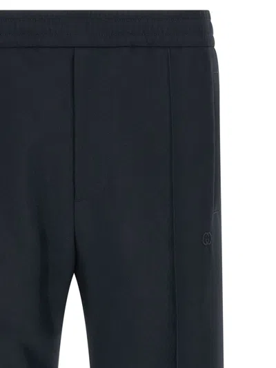 Gucci Embroidered Drawstring Pants In Blue