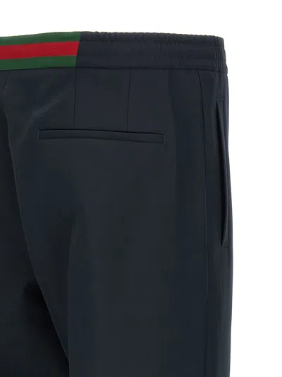 Gucci Embroidered Drawstring Pants In Blue