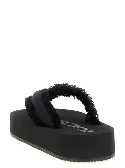 Balenciaga Fringed Strap Logo Embroidered Sandals For Women In Animal Print