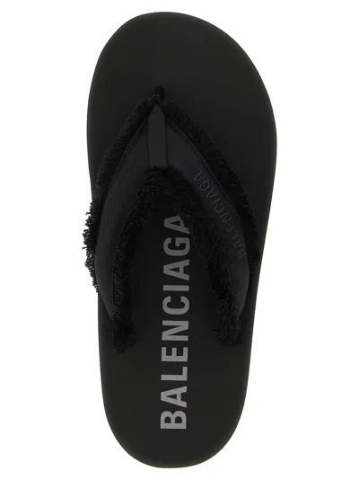 Balenciaga Fringed Strap Logo Embroidered Sandals For Women In Animal Print