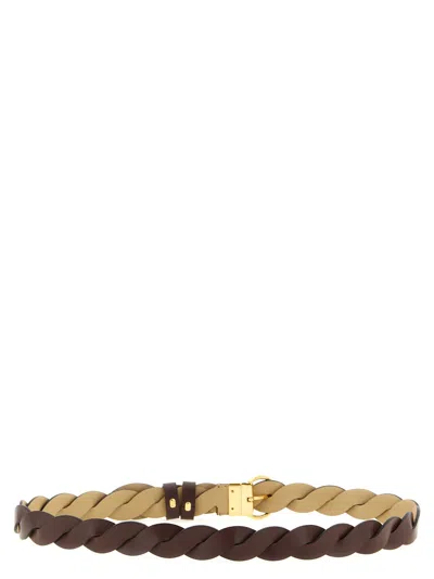Fendi Multicolor Ff Braided Adjustable Belt In Brown