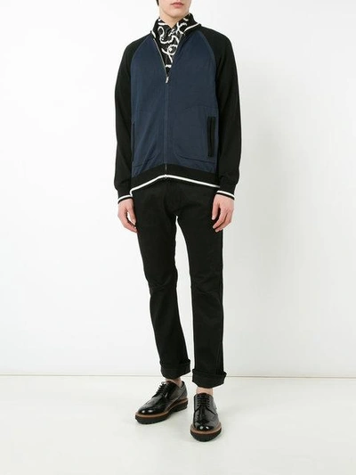 Shop Junya Watanabe Embroidered Zip Cardigan In Black