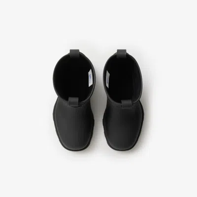 Burberry Check Pattern Boots Pull Tabs Rubber Sole In Black