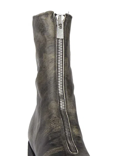 Guidi Leather Boots With Front Zip In Gray