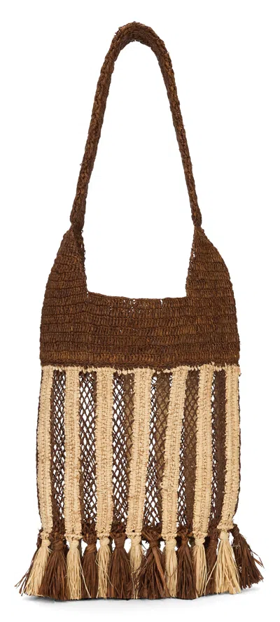 Isabel Marant Handwoven Raffia Tote Bag With Fringe And Logo Detail