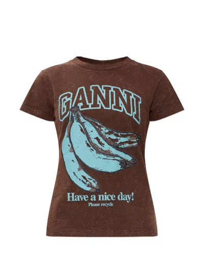 Ganni Future Jersey Baby Fit Banana In Brown