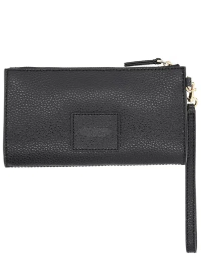 Marc Jacobs Rectangular Leather Clutch Wrist Strap In Black