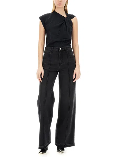 Isabel Marant Nayda Gathered Cotton Jersey T-shirt In Black