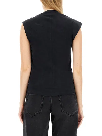 Isabel Marant Nayda Gathered Cotton Jersey T-shirt In Black