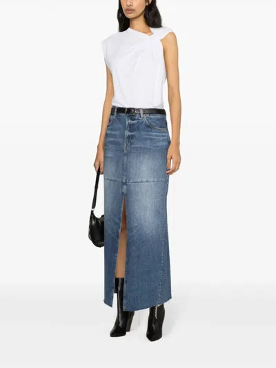 Isabel Marant Organic Cotton Ribbed Crew-neck Asymmetric Sleeveless Cutout T-shirt In White