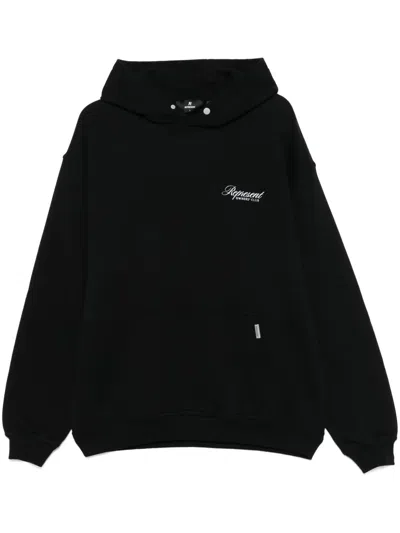 Represent Black Hoodie With Logo Lettering Detail On The Front And Maxi Logo Print On The Rear In Cotton Man In Black