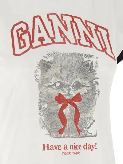 Ganni Printed T-shirt In White