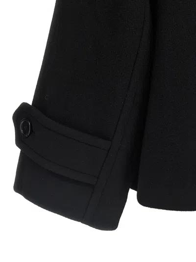 Chloé Women Black Double-breasted Jacket With Notched Wide Revers And Dropped Shoulders In Wool Blen In Animal Print