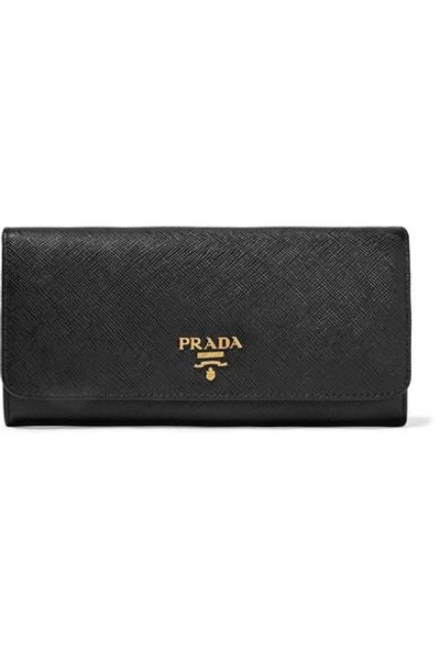 Shop Prada Textured-leather Continental Wallet