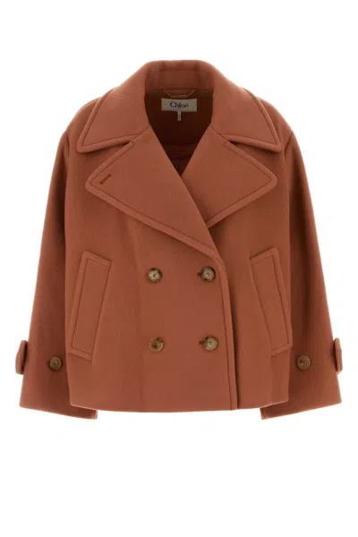 Chloé Double Breasted Jacket Buttoned Cuffs Pockets Lapels In Pink