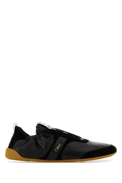 Chloé Sneakers Contrast Sole Elasticated Panels Pull Tab In Black