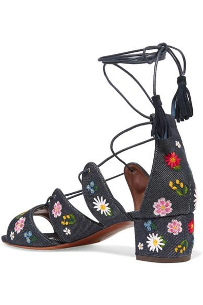 Shop Tabitha Simmons Isadora Embroidered Denim Sandals