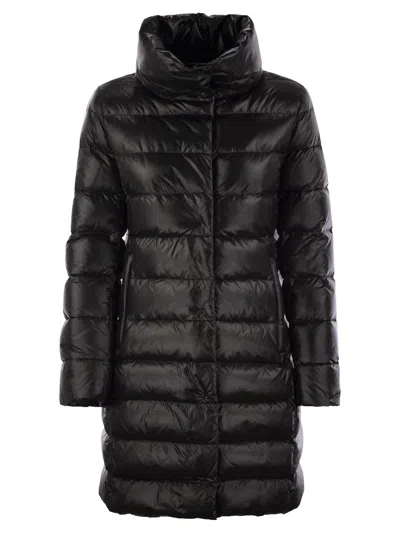 Fay Long Down Jacket With Hook In Black