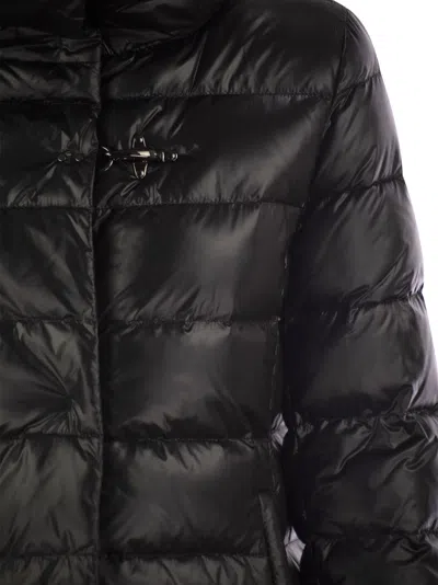Fay Long Down Jacket With Hook In Black