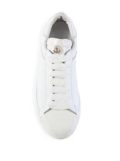 Shop Moncler Angeline Quilted Leather Sneakers In White