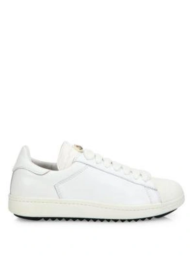 Shop Moncler Angeline Quilted Leather Sneakers In White