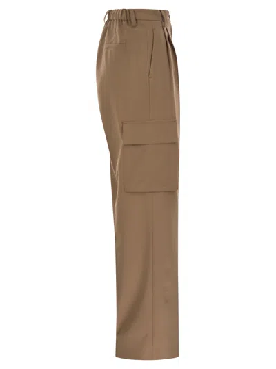 Herno Soft Wool Cargo Pants In Brown