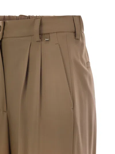 Herno Soft Wool Cargo Pants In Brown