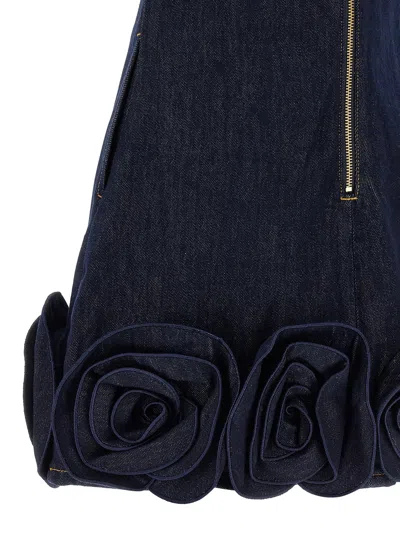 Self-portrait Floral Dress Mini Length Scoop Neckline Sleeveless In Blue