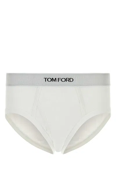 Tom Ford Logo-waistband Briefs In Neutral