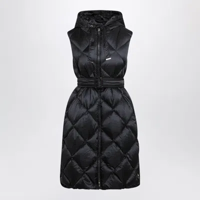 Max Mara The Cube Black Belted Sleeveless Down Jacket In Multi