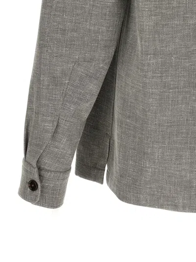 Zegna Crossover Overshirt Jacket Chest Pockets In Gray