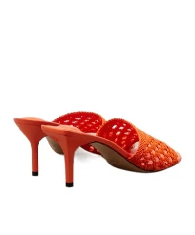 Jacquemus Woven Raffia-effect Mules In Orange