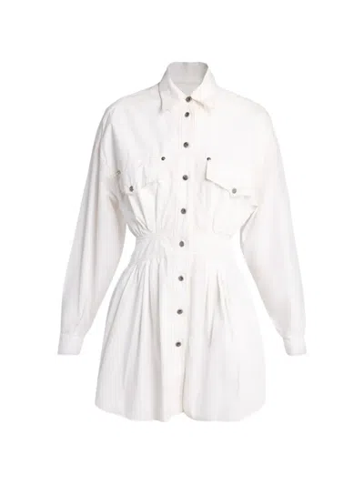Versace Medusa Shirt Dress Chest Pockets Waist Detail In White