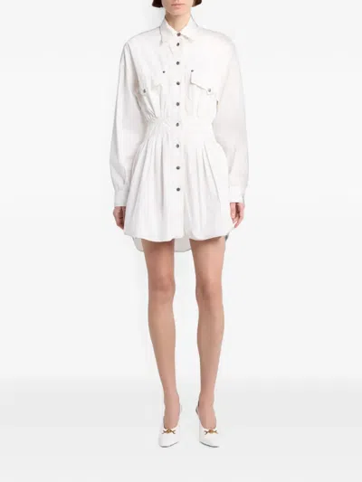 Versace Medusa Shirt Dress Chest Pockets Waist Detail In White