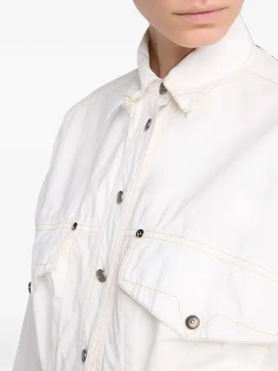 Versace Medusa Shirt Dress Chest Pockets Waist Detail In White