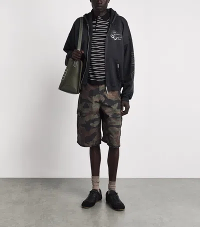 Represent Camo Print Cargo Shorts In Green