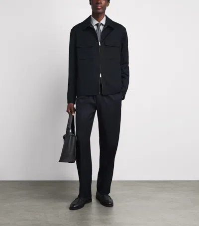 Lardini Zip-up Flap-pocket Jacket In Blue