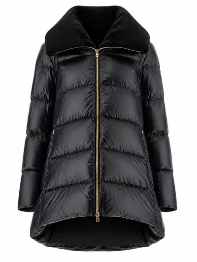 Herno A-shape Glossy Polyamide Down Jacket In Black