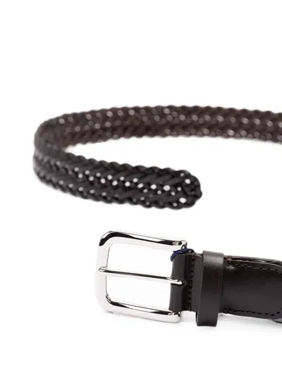 Anderson's Leather Woven Belt In Pink