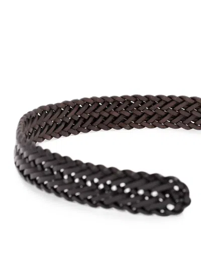 Anderson's Leather Woven Belt In Pink