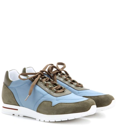 Loro Piana My Wind Microfibre And Suede Sneakers In Citrus Leaf