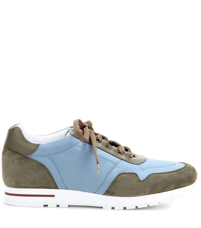 Shop Loro Piana My Wind Microfibre And Suede Sneakers In Citrus Leaf
