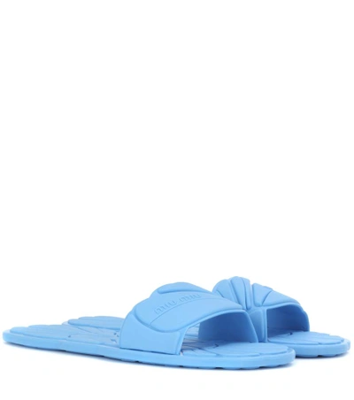 Shop Miu Miu Slip-on Sandals In Blue