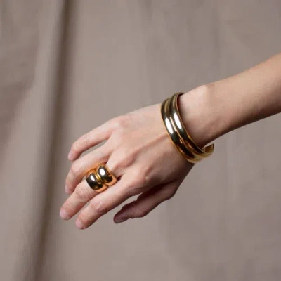 Outofoffice Chunky Gold Statement Bangle In Gold