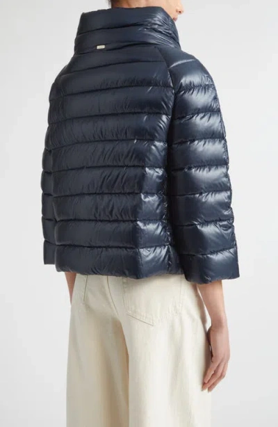 Herno Sofia Iconic Down Crop Puffer Jacket In Blue